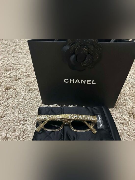CHANEL Gold Glitter Sparkle Sunglasses 71280 main image 6